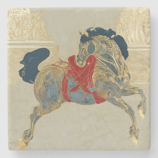 Dessous-de-verre En Pierre Cheval Impérial Doré (Devant)