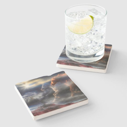 Dessous-de-verre En Pierre Cheval Spirits "COÛTE JUSQU'À DEMAIN" (Côté)