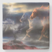 Dessous-de-verre En Pierre Cheval Spirits "COÛTE JUSQU'À DEMAIN" (Devant)