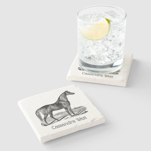 Dessous-de-verre En Pierre Cheval vintage debout (Côté)