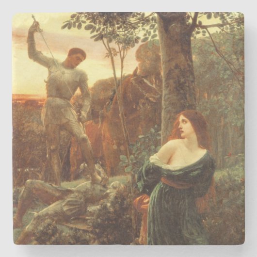 Dessous-de-verre En Pierre Chevalerie (par Frank Dicksee) (Devant)