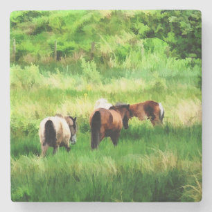 DESSOUS-DE-VERRE EN PIERRE CHEVAUX