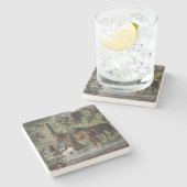 Dessous-de-verre En Pierre Chevaux à la Porche (par Albrecht Adam) (Côté)