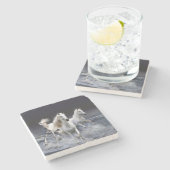 Dessous-de-verre En Pierre Chevaux à lancer l'oreiller (Côté)