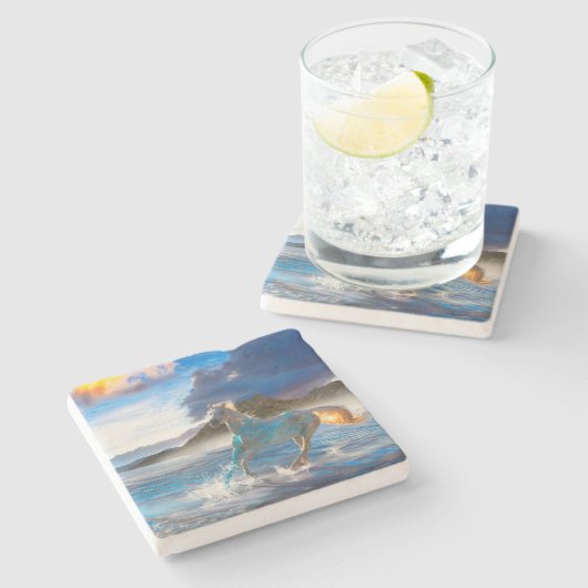 Dessous-de-verre En Pierre Chevaux arabes de l'île Stellar #2 (Côté)