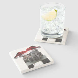 Dessous-de-verre En Pierre Chevaux avec chapeaux de Père Noël