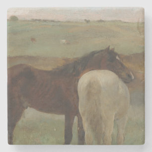 Dessous-de-verre En Pierre Chevaux dans une prairie, Peinture à l'huile, Edga