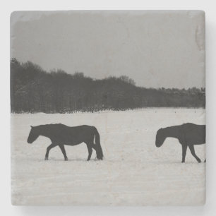 Dessous-de-verre En Pierre Chevaux sur le Dessous de verre en pierre de neige