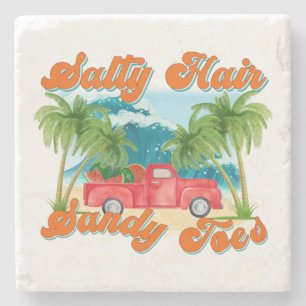 Dessous-de-verre En Pierre Cheveux salés, orteils de sable Camion Tropical