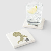 Dessous-de-verre En Pierre Chèvre de mouton de l'année chinoise Zodiac Pierre (Côté)