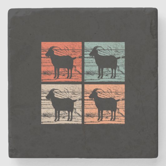 Dessous-de-verre En Pierre Chèvres Rétro (Devant)