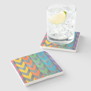 Dessous-de-verre En Pierre Chevron Motif On Wood Texture par Shirley Taylor
