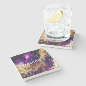 Dessous-de-verre En Pierre Chic violet or faux parties scintillant marbling m (Côté)