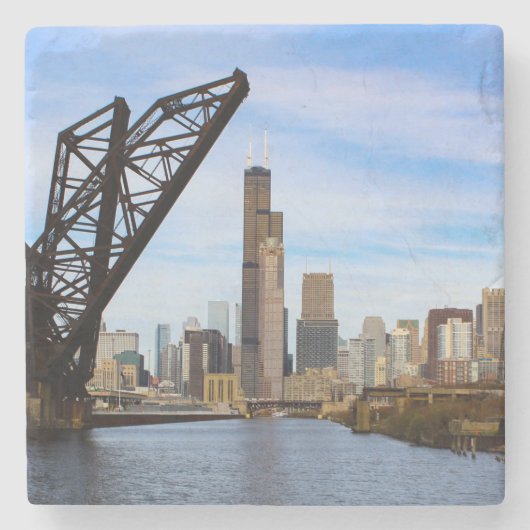 Dessous-de-verre En Pierre Chicago de la rivière (Devant)