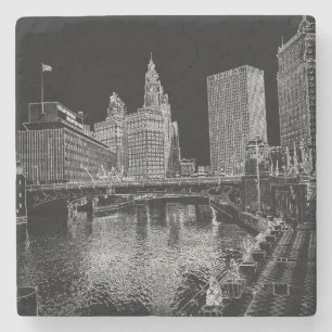 Dessous-de-verre En Pierre Chicago River 1967