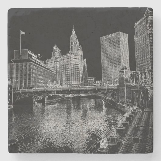 Dessous-de-verre En Pierre Chicago River 1967 (Devant)