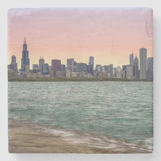 Dessous-de-verre En Pierre Chicago Skyline (Devant)