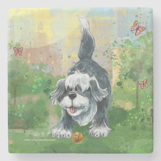 Dessous-de-verre En Pierre Chien à mouton escarpé (Devant)