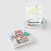 Dessous-de-verre En Pierre Chien berger allemand dans la neige Maison de chie (Côté)