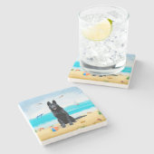 Dessous-de-verre En Pierre Chien berger allemand noir sur la plage (Côté)