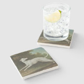 Dessous-de-verre En Pierre Chien blanc gris (par Jean-Baptiste Oudry) (Côté)