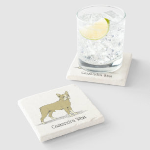 Dessous-de-verre En Pierre Chien Bouledogue Français de style vintage