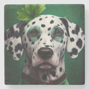 Dessous-de-verre En Pierre Chien dalmatien en tenue de la Saint-Patrick