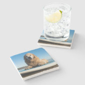 Dessous-de-verre En Pierre Chien de golden retriever s'étendant sur un (Côté)