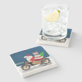 Dessous-de-verre En Pierre Chien de Noël Père Noël (Côté)