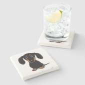 Dessous-de-verre En Pierre Chien noir et tan Dachshund mignon Wiener (Côté)