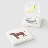 Dessous-de-verre En Pierre Chien Plaid Buffalo Check Silhouette Noël (Côté)