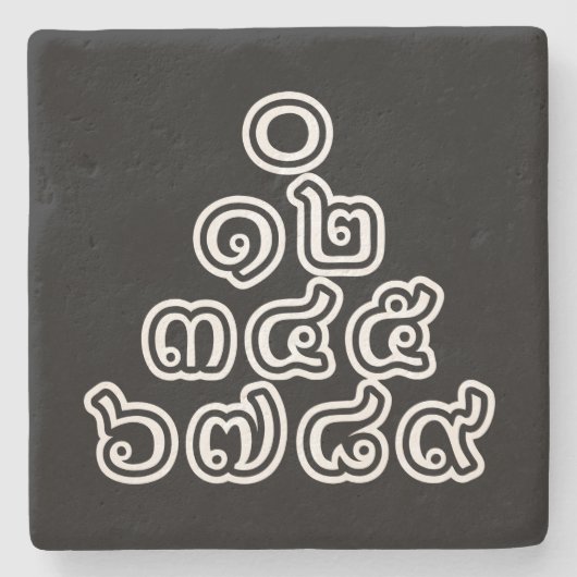 Dessous-de-verre En Pierre Chiffres thaïlandais Pyramide ♦ Script en thaï ♦ (Devant)