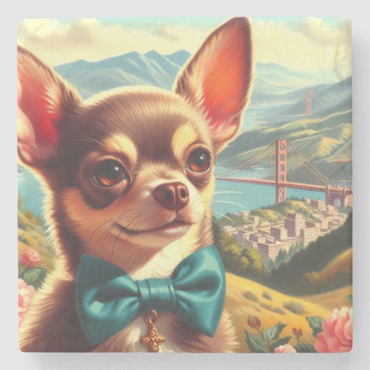 Dessous-de-verre En Pierre Chihuahua vintage (Devant)