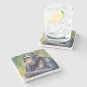 Dessous-de-verre En Pierre Chimpanzé fou mignon (Côté)