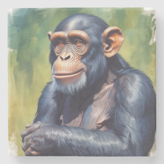 Dessous-de-verre En Pierre Chimpanzé fou mignon (Devant)