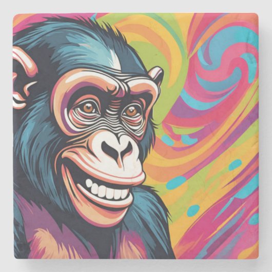 Dessous-de-verre En Pierre Chimpanzé fou mignon (Devant)