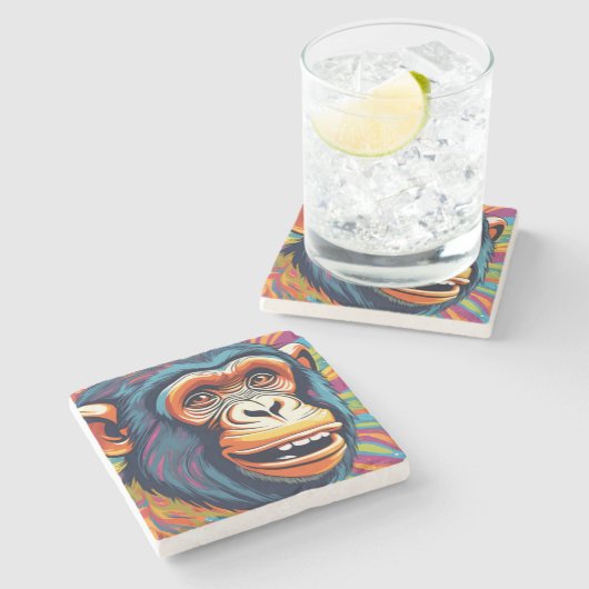 Dessous-de-verre En Pierre Chimpanzé fou mignon (Côté)