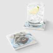 Dessous-de-verre En Pierre Chiot après Bath (Côté)