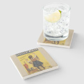 Dessous-de-verre En Pierre Chocolat Menier Petite fille Mur écriture (Côté)