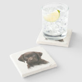 Dessous-de-verre En Pierre Chocolate Labrador Dog (Côté)