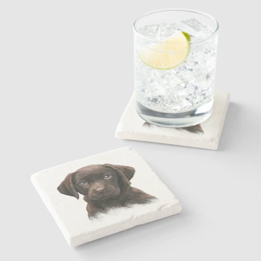 Dessous-de-verre En Pierre Chocolate Labrador Dog (Côté)