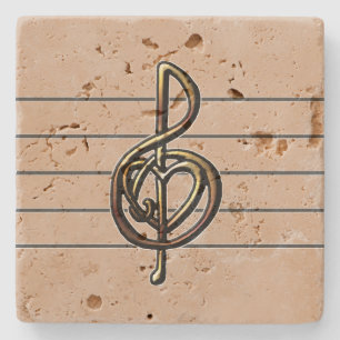 Dessous-de-verre En Pierre Choisir une couleur Embossée Look Treble Clef et H