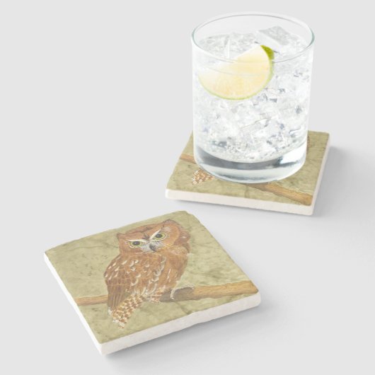 Dessous-de-verre En Pierre Chouette de l'Est (Côté)