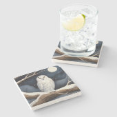 Dessous-de-verre En Pierre Chouette des neiges (Côté)