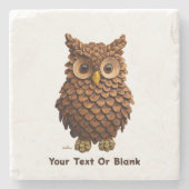 Dessous-de-verre En Pierre Chouette du cône de pin (Devant)