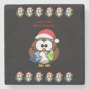 Dessous-de-verre En Pierre Chouette marbre pierre Dessous de verre Noël