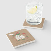 Dessous-de-verre En Pierre Chouette Noël Mignonne Vacances amusantes (Côté)