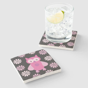 Dessous-de-verre En Pierre chouette rose mignonne