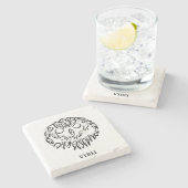 Dessous-de-verre En Pierre Chouette tribale noire et blanche (Côté)