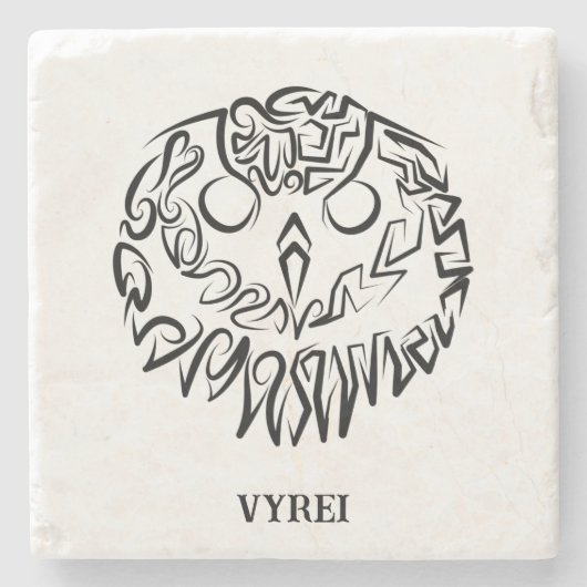 Dessous-de-verre En Pierre Chouette tribale noire et blanche (Devant)